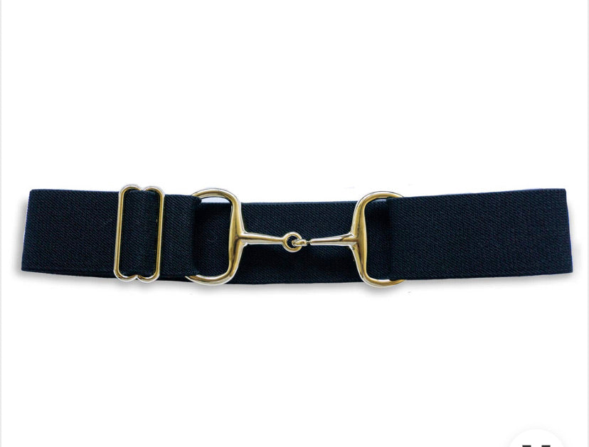 Belts-  1 1/2” Black Gold Snaffle Bit Elastic Belt
