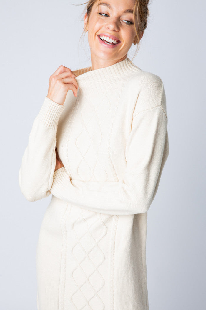 Apparel- En Merci Cable Knit Sweater Dress Off White