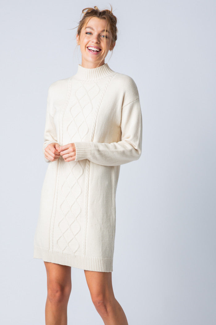 Apparel En Merci Cable Knit Sweater Dress Off White Milla Ella Co
