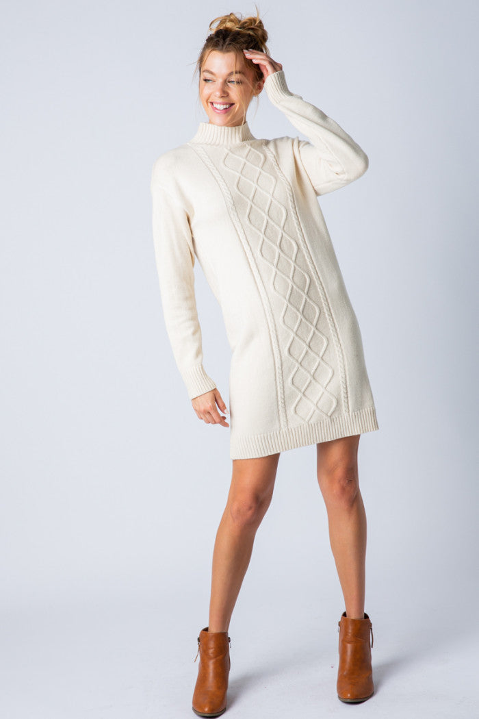 Apparel- En Merci Cable Knit Sweater Dress Off White